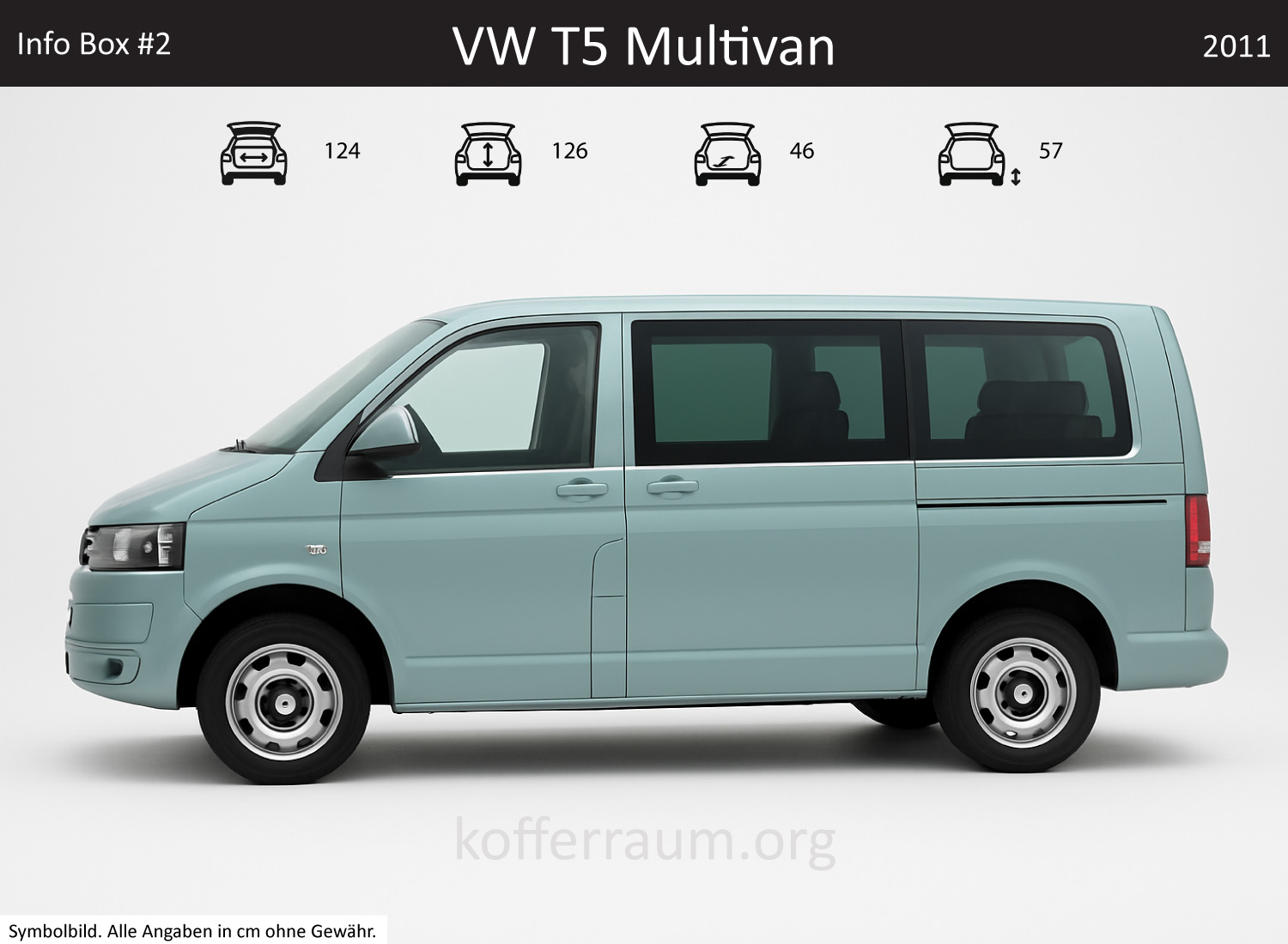VW T5 Multivan trunk dimensions – detail