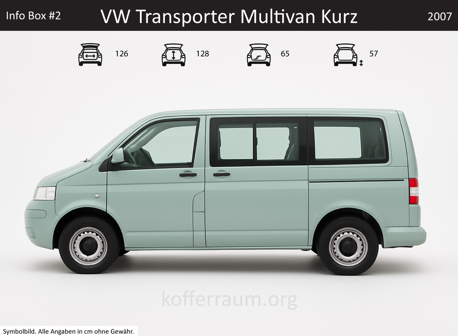VW Transporter Multivan Short trunk dimensions – detail
