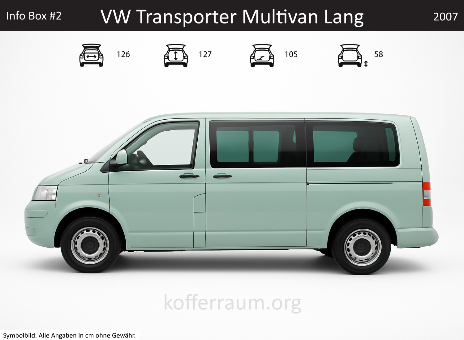 VW Transporter Multivan Long trunk dimensions – detail